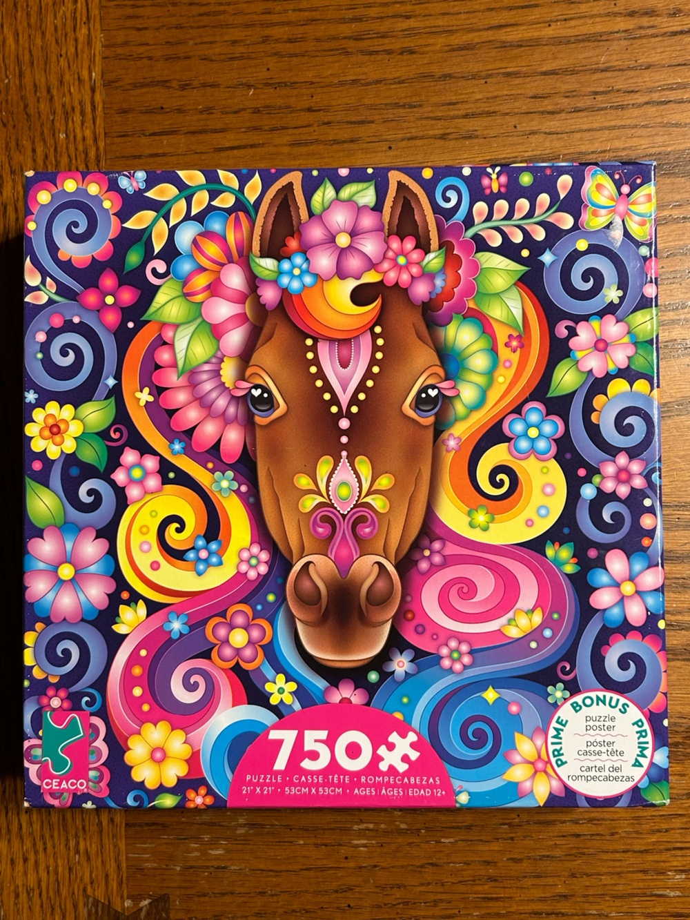 Colorful Floral Horse 750-Piece Puzzle by Ceaco
